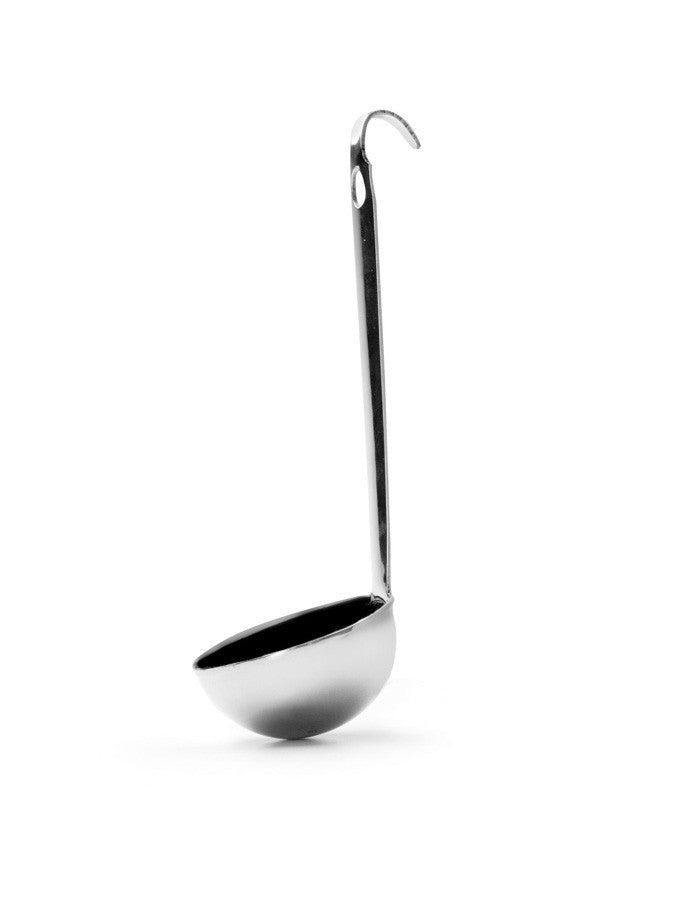 Ibili Mini Soeplepel RVS - 6 cm, volledig lepeltje met lange steel en haakje aan het uiteinde