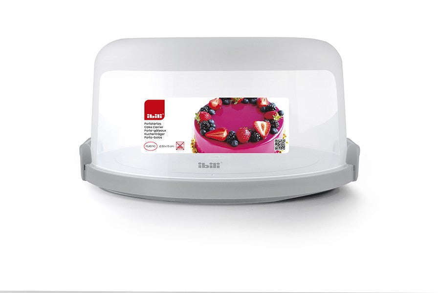 Ibili Taartdoos Rond, met productlabel met foto van een bessentaart op de koepel