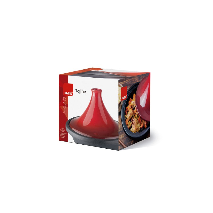 Ibili Tajine 32 cm, op de retailverpakking met productafbeelding en opschrift Tajine