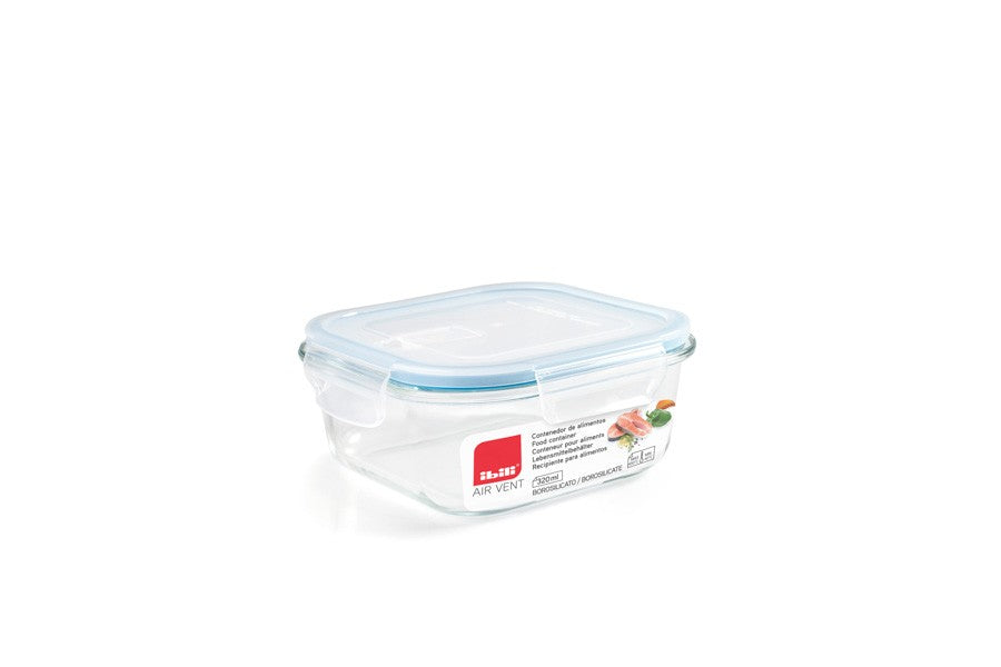 Ibili Voorraadbox met Ventiel - 520 ml, gesloten doos op de retailverpakking met rood Ibili-label.