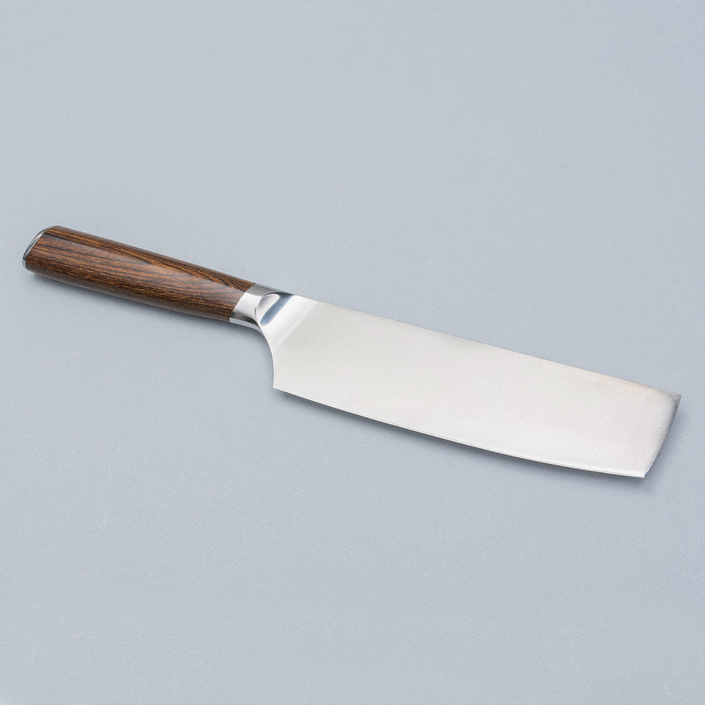 Kazoku Nisei nakiri met pakkahouten greep op een grijze achtergrond