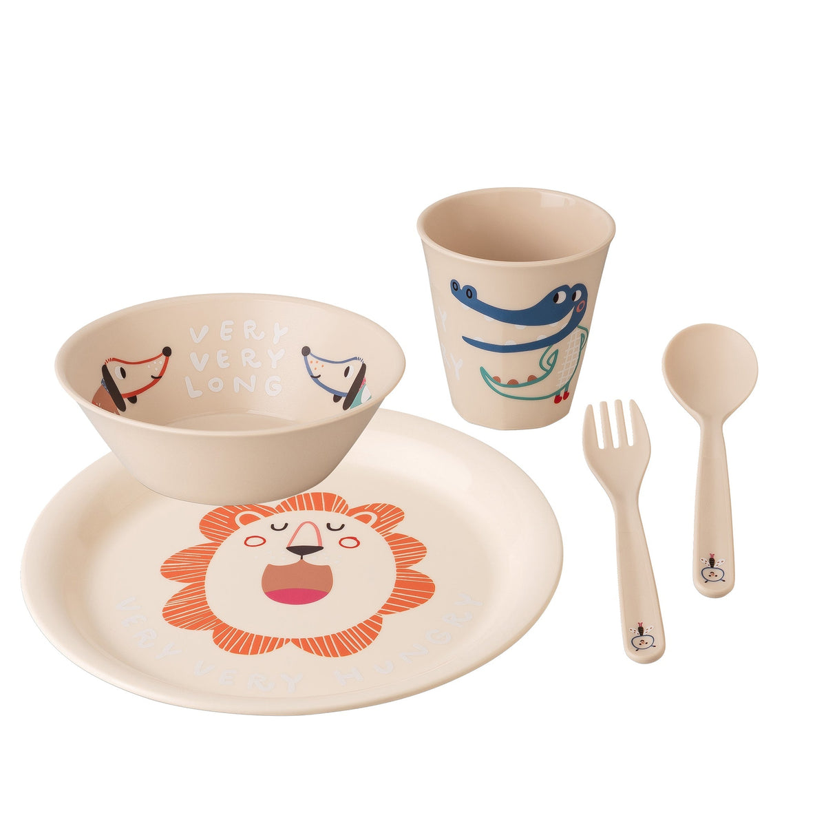 Koziol Very Very At Home Kinderservies 5-delig - Amandel op witte achtergrond
