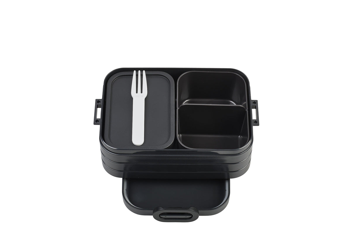 Mepal Bento Broodtrommel Take a Break Midi - Zwart op witte achtergrond