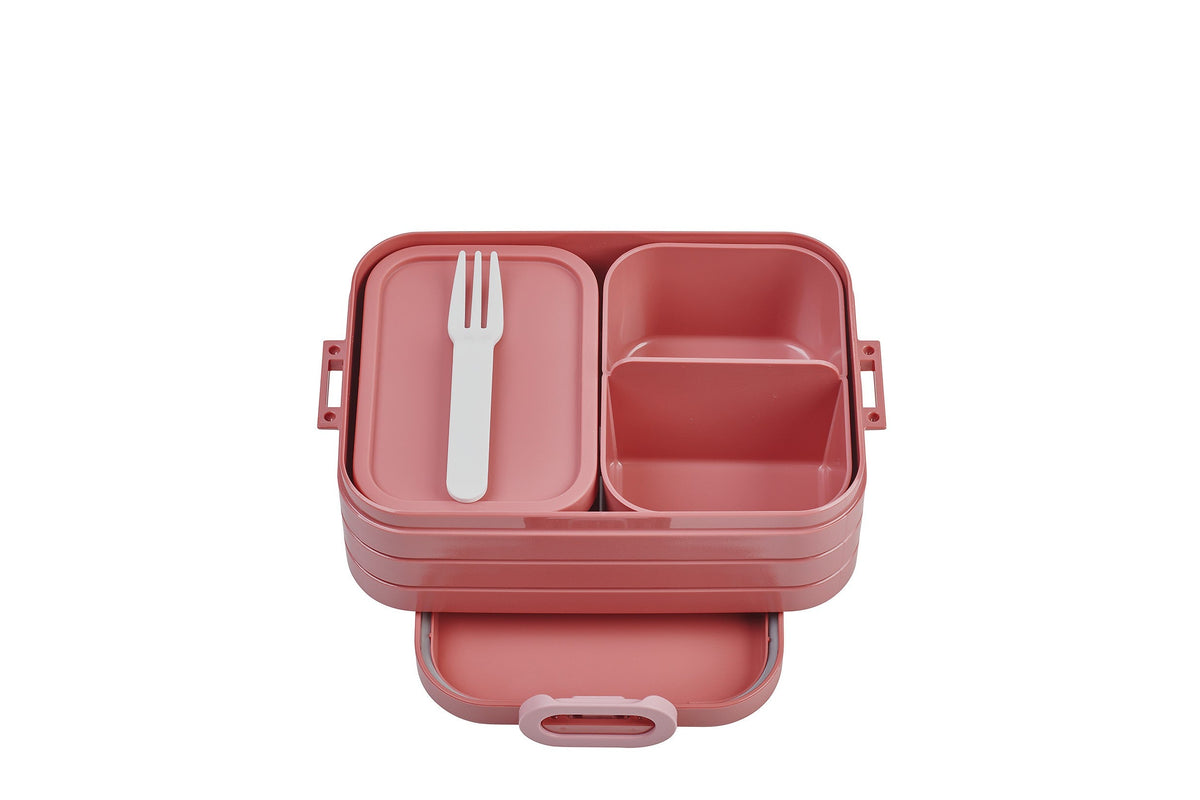 Mepal Bento Broodtrommel Take a Break Midi - Roze op witte achtergrond