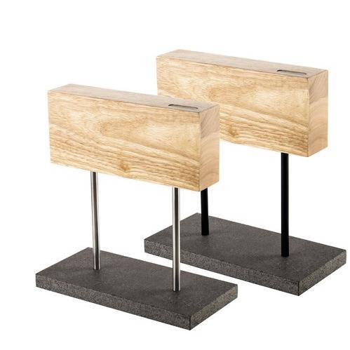 Style de Vie Magnetisch Messenblok met Stenen Voet - Eikenhout op witte achtergrond