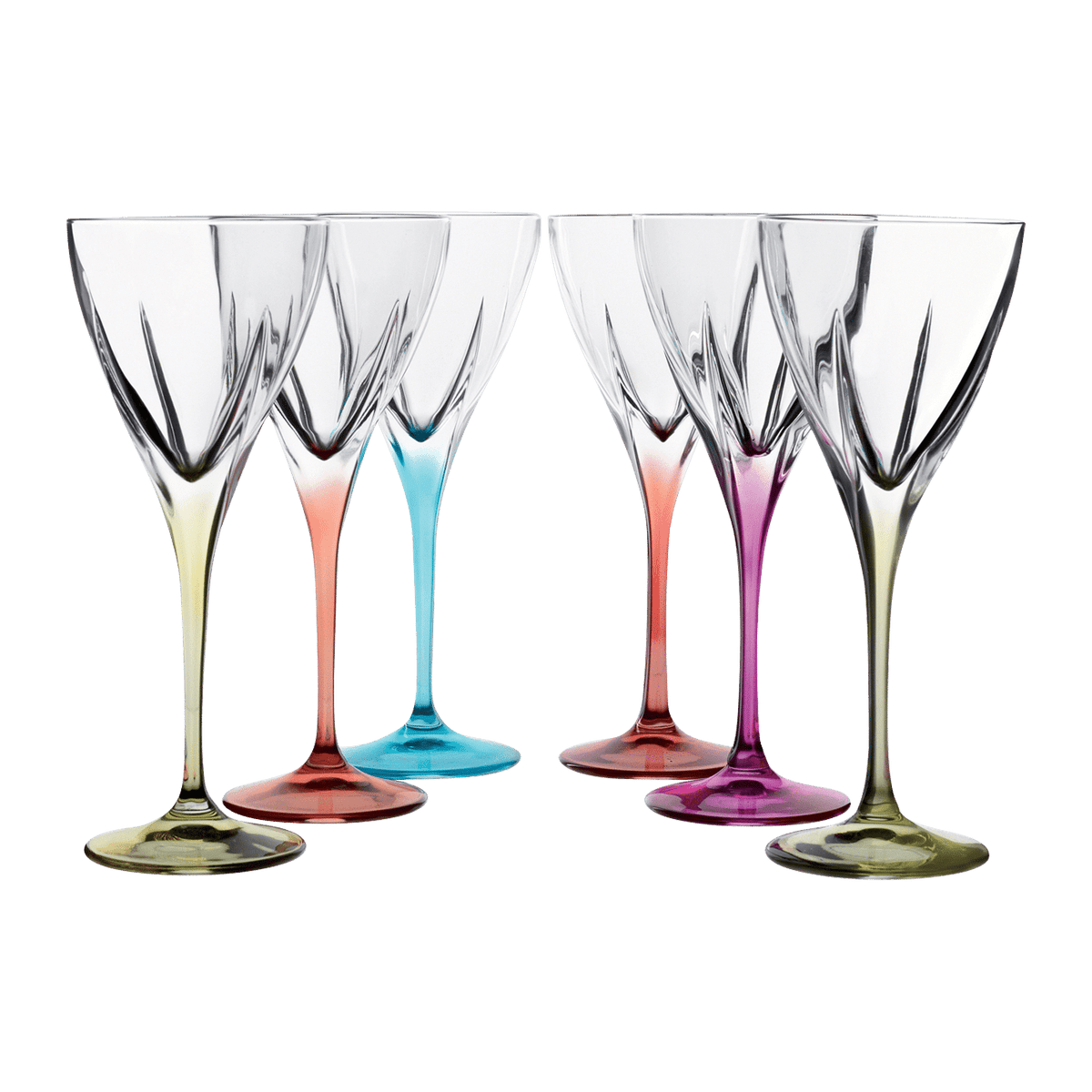 RCR Fusion Color Wijnglazen 6 stuks - 210 ml op witte achtergrond