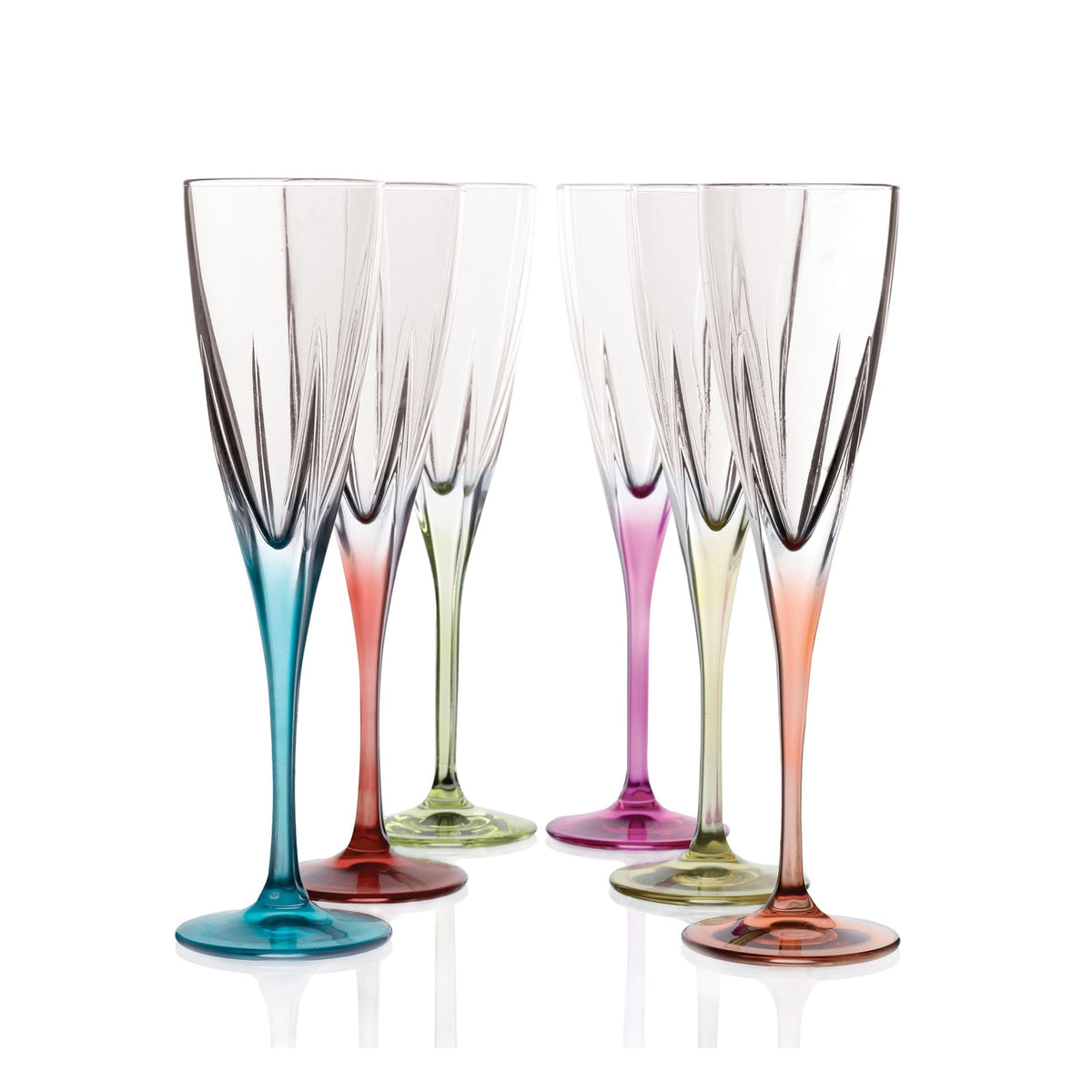 RCR Fusion Color Champagneglazen 6 stuks - 170 ml op witte achtergrond