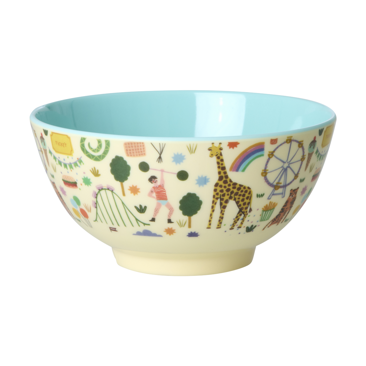 Rice Fun Fair Print Kinderkom Mint - 700 ml op witte achtergrond