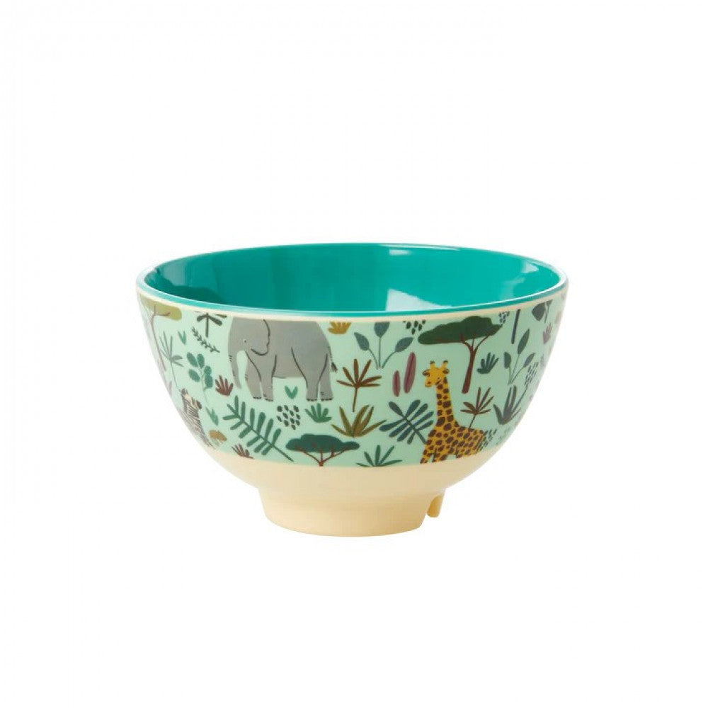 Rice Jungle Animals Print Kinderkom Groen - 300 ml op witte achtergrond