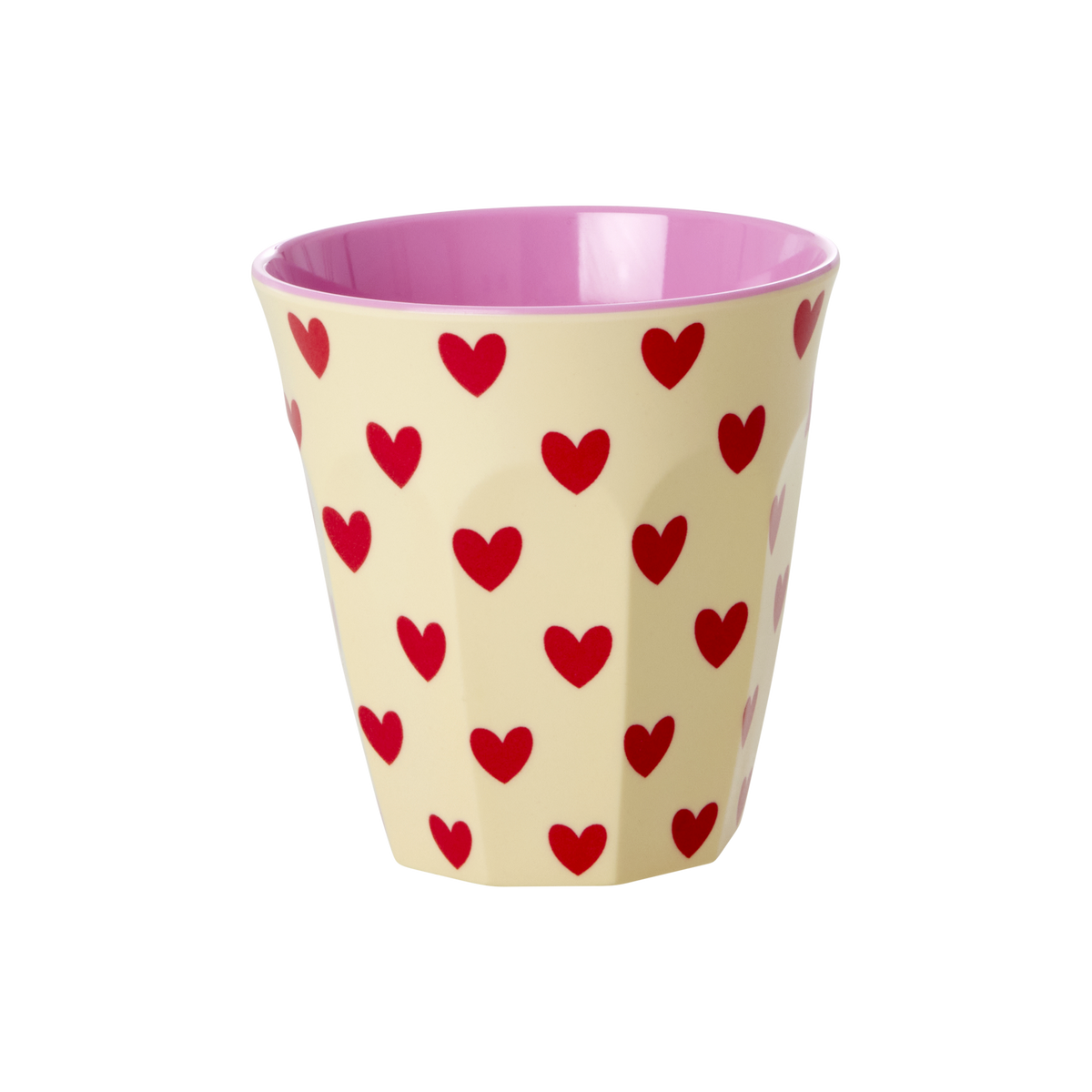 Rice Darling Hearts Print Melaminebeker Crème - 250 ml op witte achtergrond