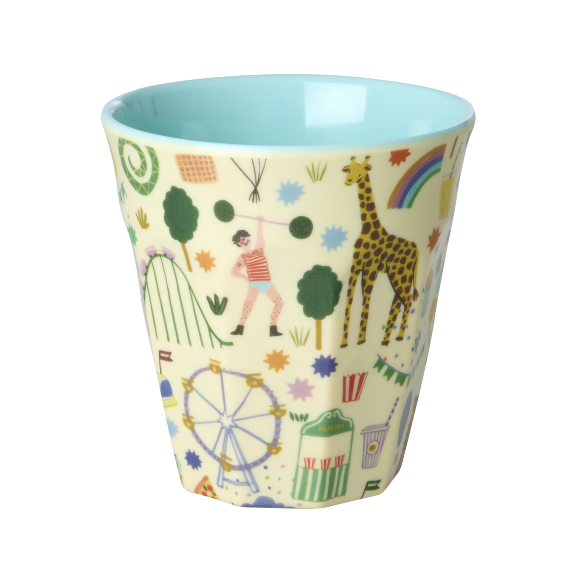 Rice Fun Fair Print Kinderbeker Mint - 250 ml op witte achtergrond
