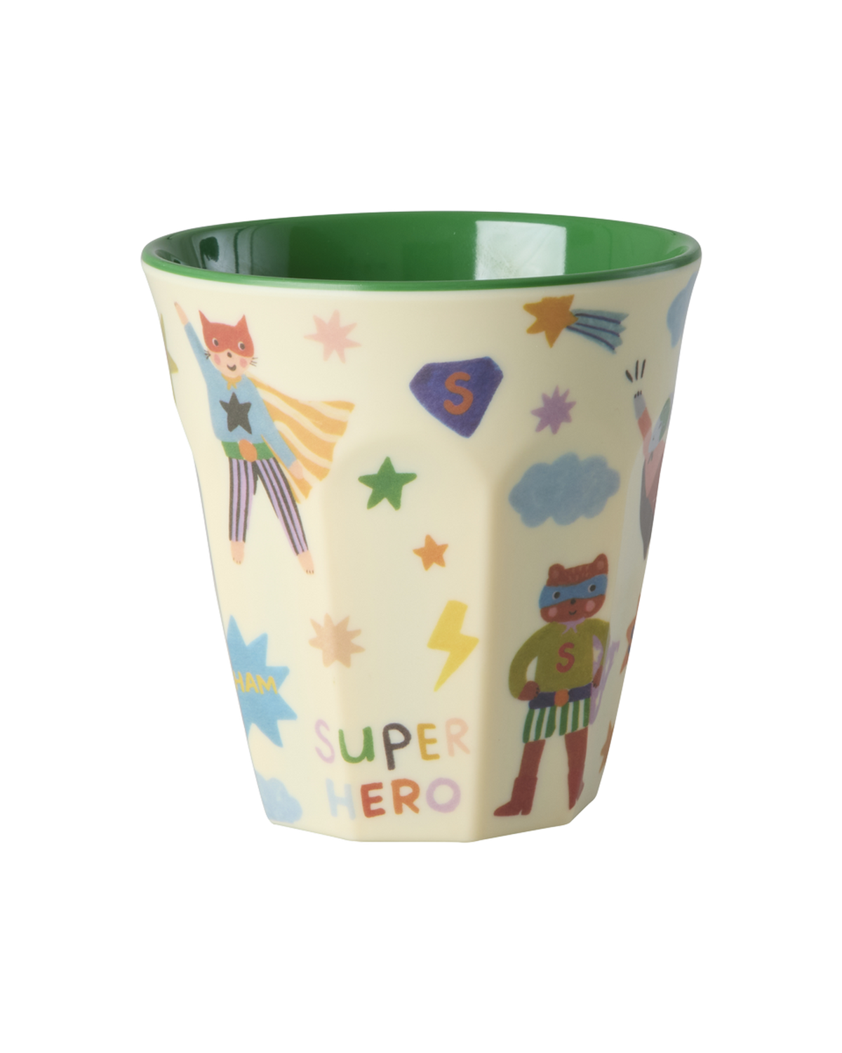 Rice Hero Print Kinderbeker Groen - 250 ml op witte achtergrond