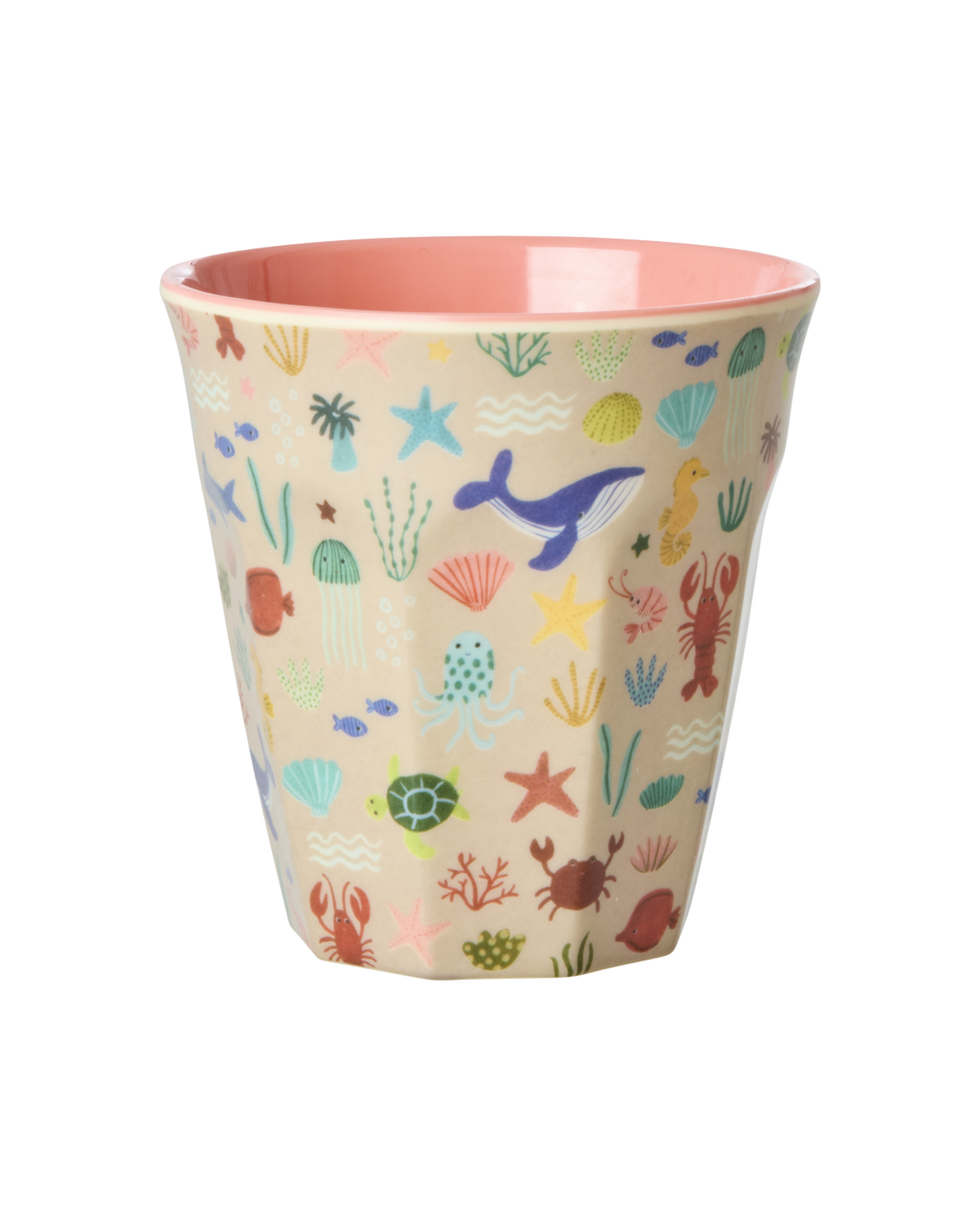 Rice Ocean Print Kinderbeker Koraal - 250 ml op witte achtergrond