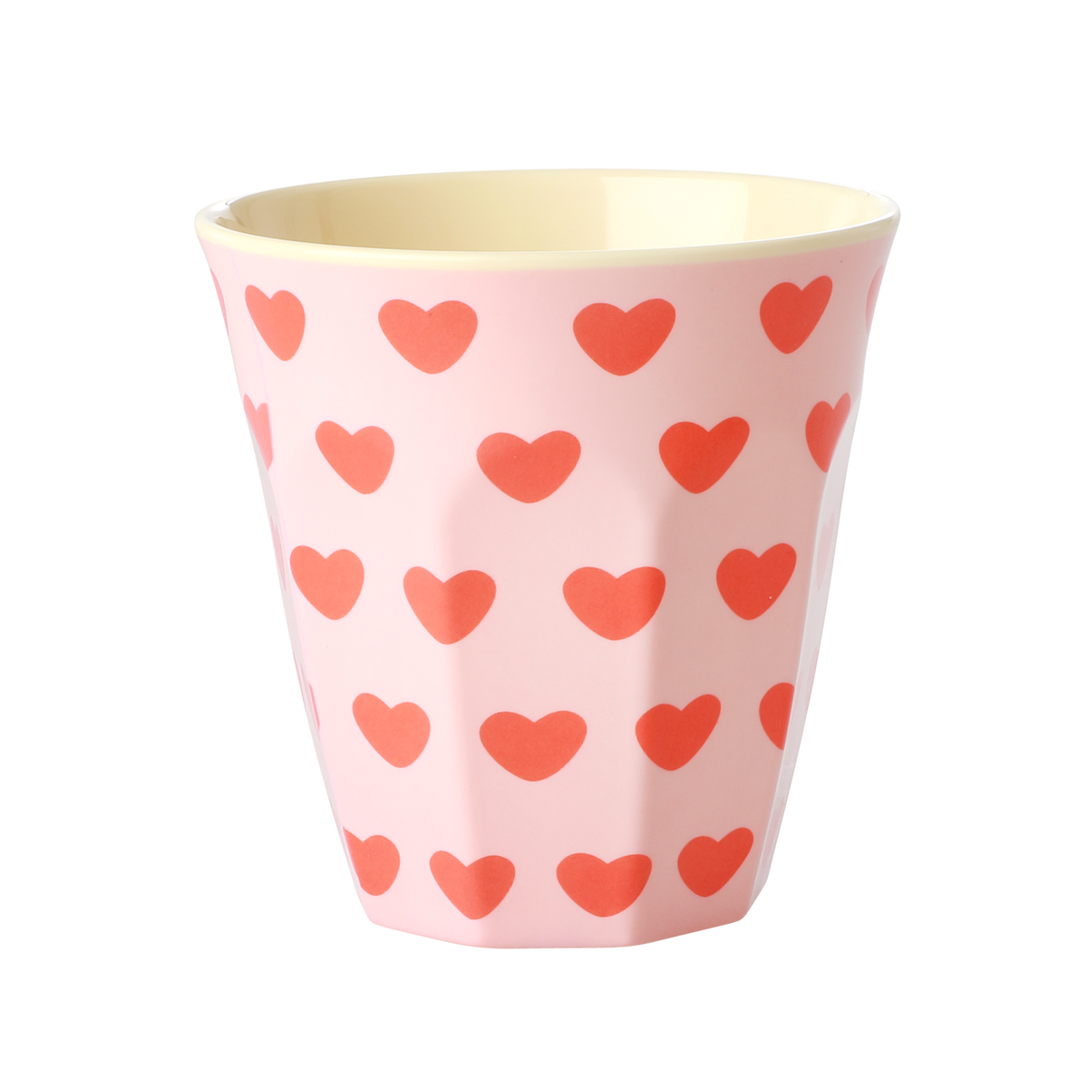 Rice Sweet Hearts Print Melaminebeker Lichtroze - 250 ml op witte achtergrond