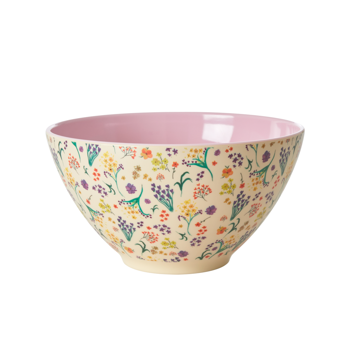 Rice Wild Flowers Print Saladeschaal Melamine Lichtroze - 4,5 L op witte achtergrond