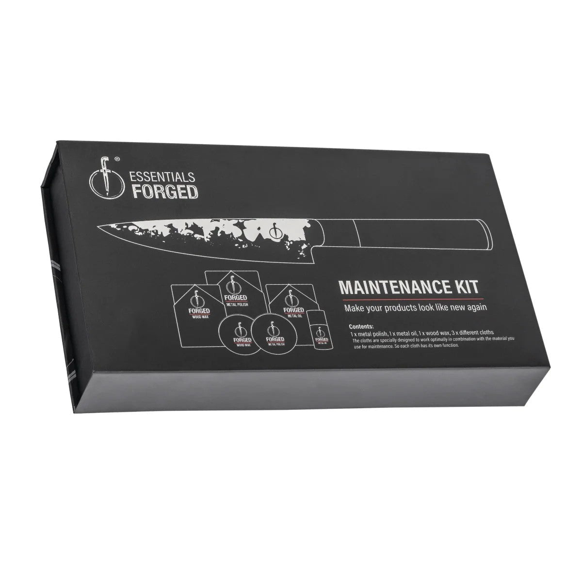De onderhoudsset in de zwarte doos met het opschrift Maintenance Kit