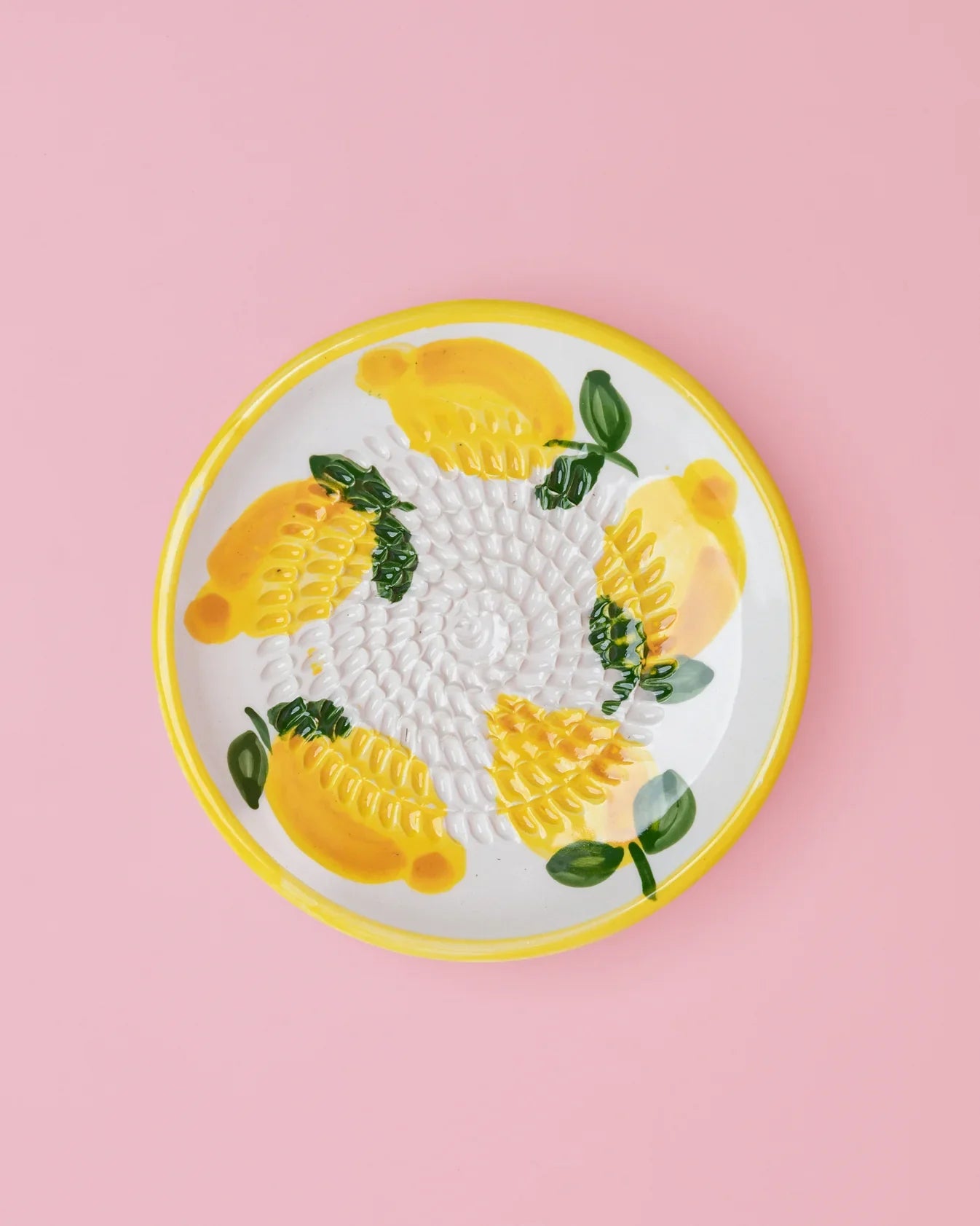 Tierra Cocida Keramisch Raspbord Limone - Klein op roze achtergrond