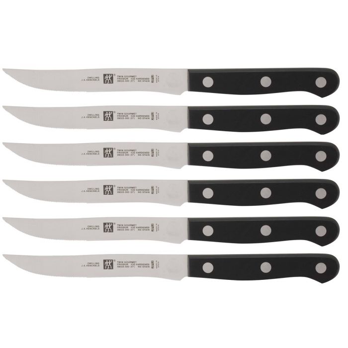 Zwilling Twin Gourmet Steakmessen 6-delig - Zwart op witte achtergrond