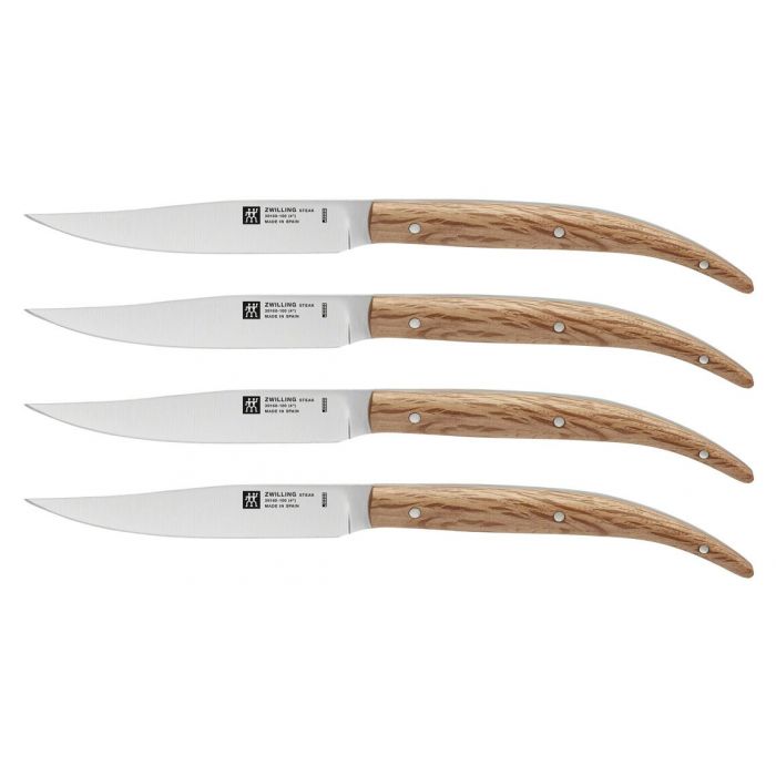 Zwilling Steakmessen 4-delig - Steeneik op witte achtergrond
