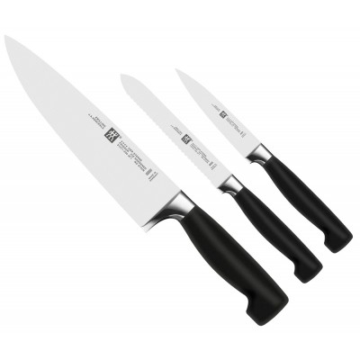 ingenieur valuta Herrie Deze set van Zwilling bestaat ui de 3 belangrijkste messen en is nu extra  scherp geprijsd. Met een koksmes van 20 cm voor het snijden, wiegen en  hakken, een kartelmes voor groenten