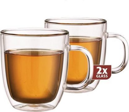 Maxxo Grote Theeglazen Dubbelwandig 480 ml – 2 stuks