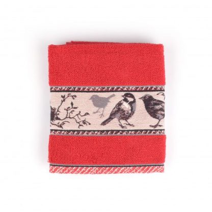 Bunzlau Handdoek – Birds Red