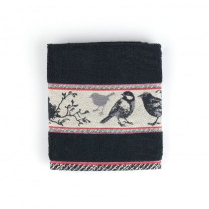 Bunzlau Handdoek Birds Black