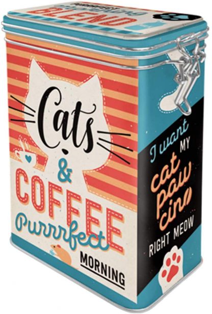 Nostalgic Art Blik met Klip – Cats & Coffee