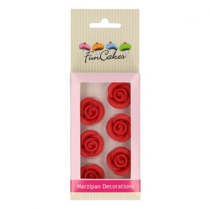 Funcakes Marsepein Decoratie Rozen Rood 6 stuks
