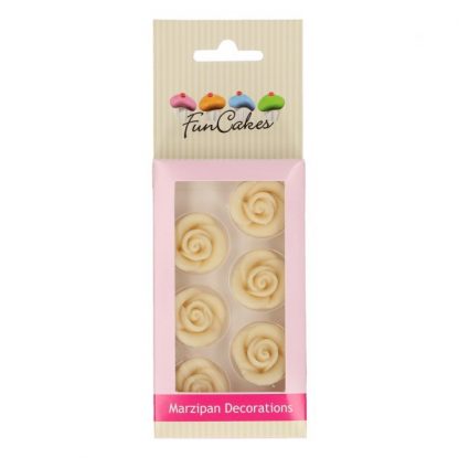 Funcakes Marsepein Decoratie Rozen Wit 6 stuks