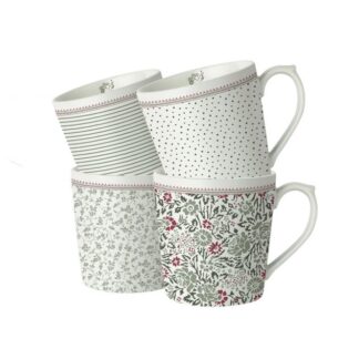 Laura Ashley Wild Clematis - Set beker beker 4 stuks - 35CL