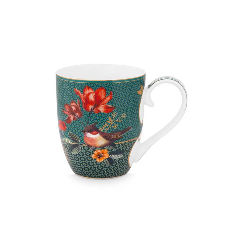 Pip Studio Mok XL Winter Wonderland Vogel Groen 450ml