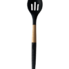 Siliconen roerlepel met gleuf 33cm - Zwart/Hout