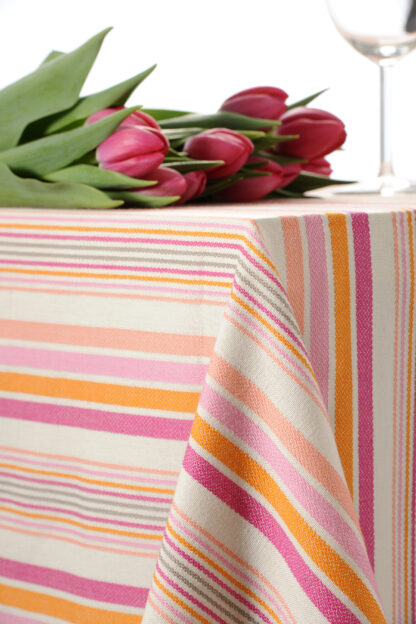 Tint Tafelkleed Striped Drill Satin Corail - 150 x 250 cm