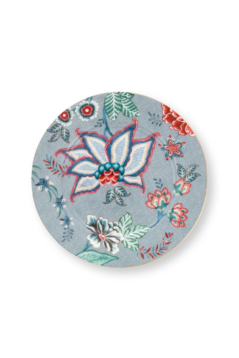 Pip Studio Gebaksbordje Flower Festival Light Blue 17cm