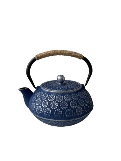 Gietijzeren Theepot Blauw Bloem  – 1.2 Liter