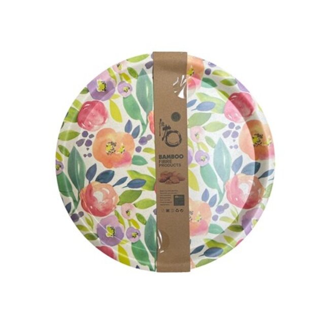 Basic Culinair Dienblad rond 35cm- Aquarel bloem