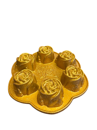 Bakvorm 6x Roos Gietaluminium Goud