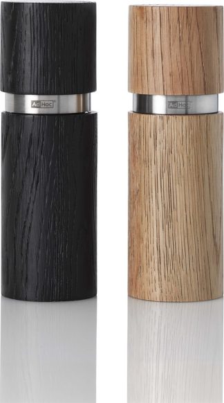 Adhoc Textura Peper- & Zoutmolen 15cm - Zwart en Blank Hout