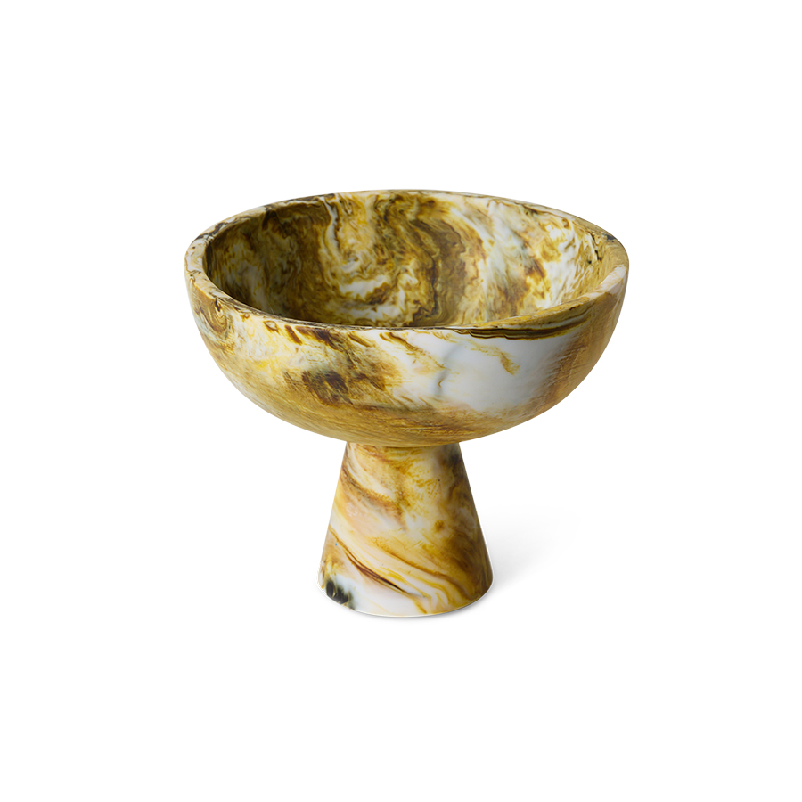 HKLiving 70's - Schaal op voet Marbled Ochre